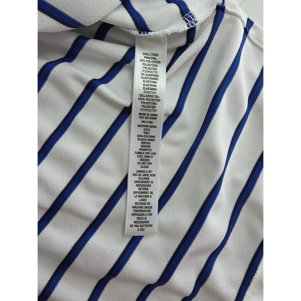 RLX Ralph‎ Lauren Polo Shirt Mens XL White BLUE Stripe Golf Performance Stretch